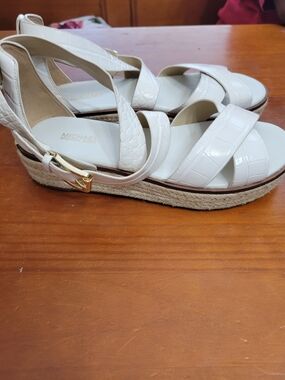Michael Kors White Espadrille Platform Sandals